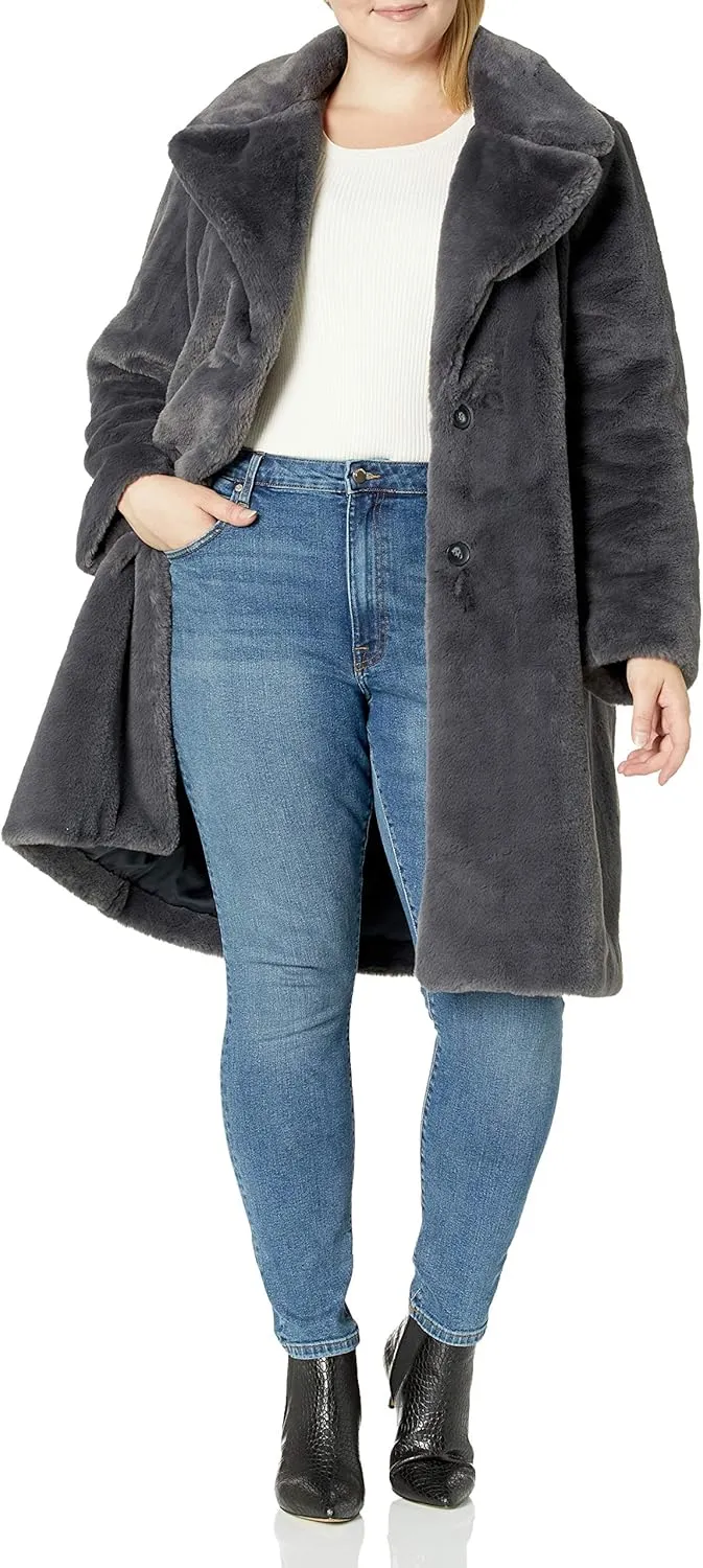 The Drop Women's Kiara Loose-Fit Long Faux Fur Coat