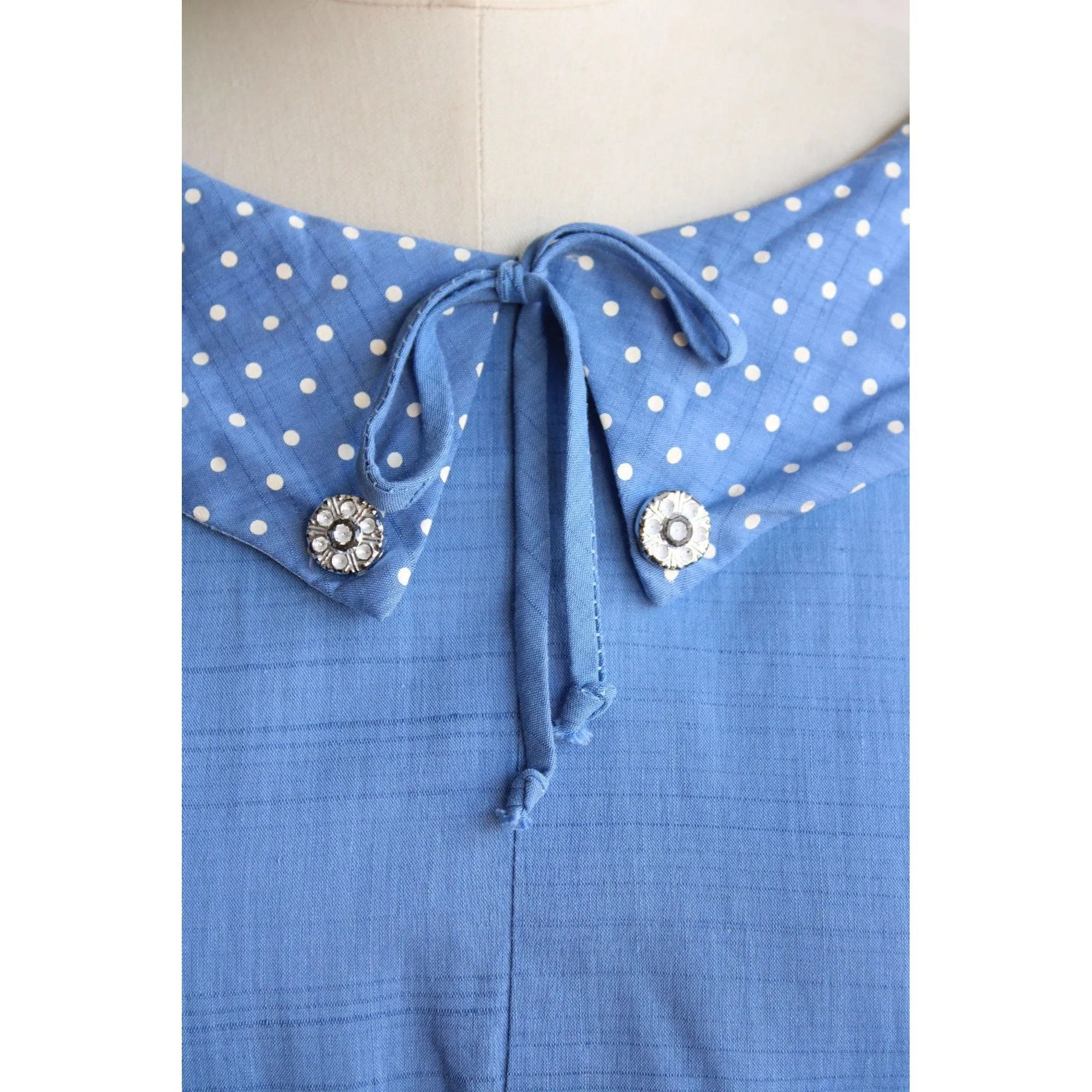 Vintage 1950s Plus Size Sky Blue Dress with Pockets and Belt