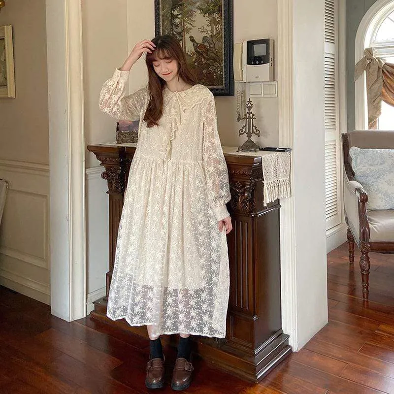 Women's A-line Lace Peter Pan Collar Dress