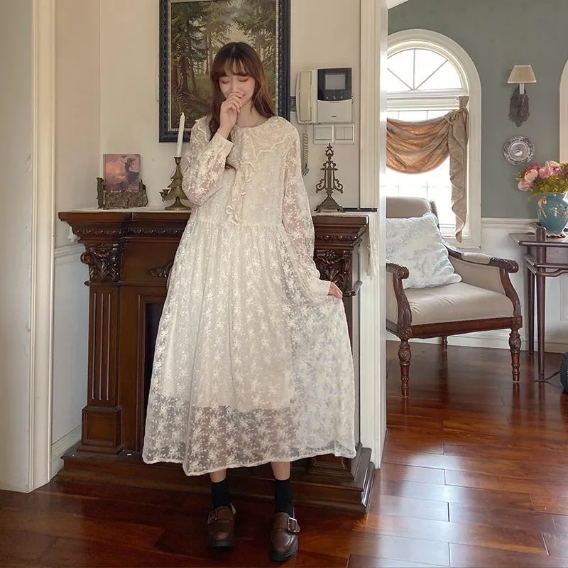 Women's A-line Lace Peter Pan Collar Dress