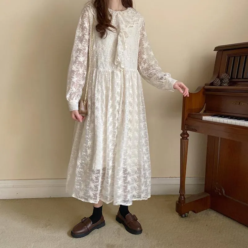 Women's A-line Lace Peter Pan Collar Dress