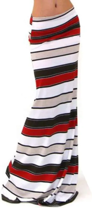 Xixiuly Women's Flower Print Fold Over Skirt High Waist Maxi Skirt Summer Beach Long Skirt